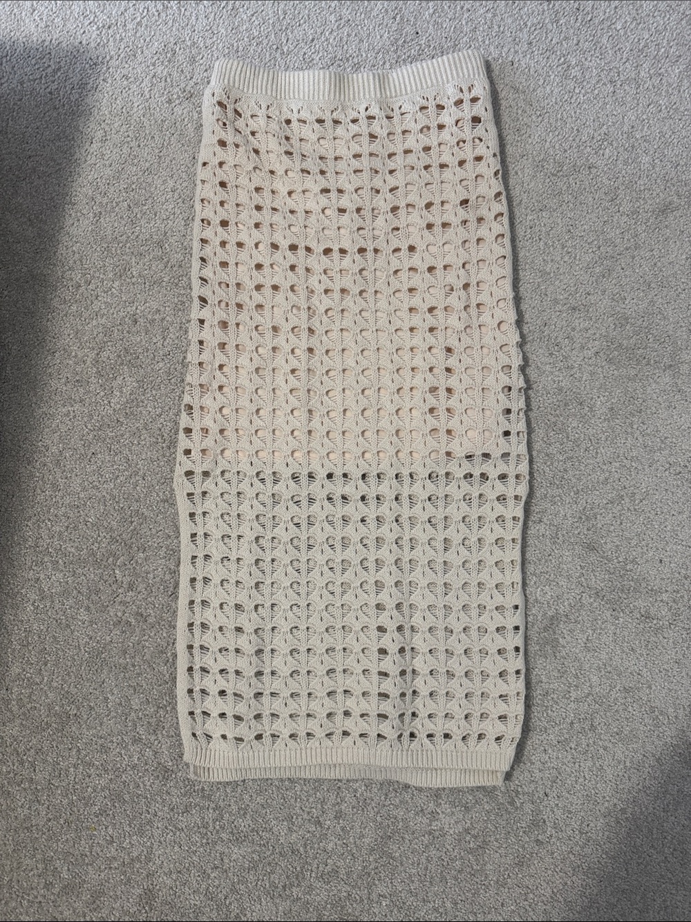 Freshman 1996 Cream Crochet Knit Midi Skirt